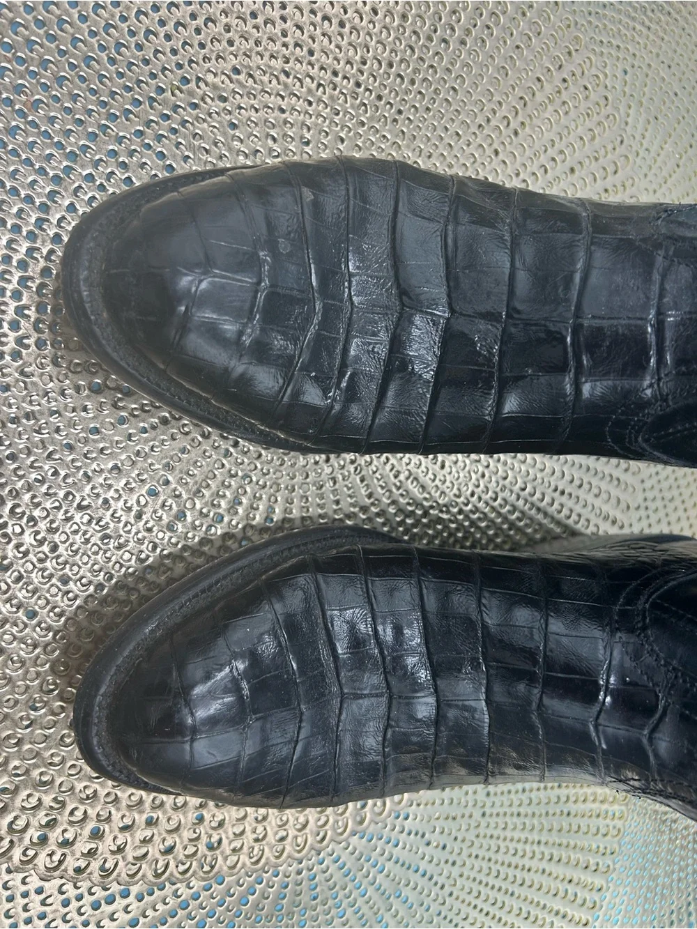 Lucchese Black Crocodile exotic Print men 8 cowboy boots